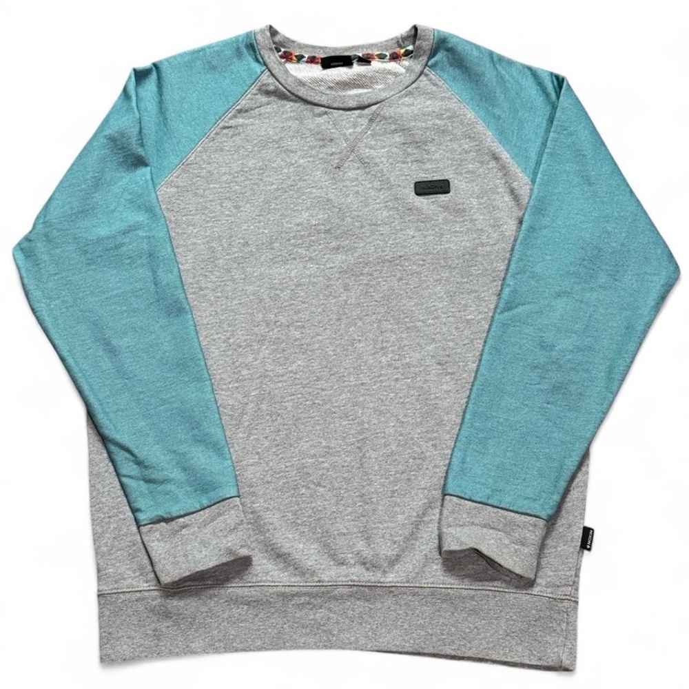 Nixon Raglan Two Tone Crewneck Sweatshirt Grey/Teal Men’s M